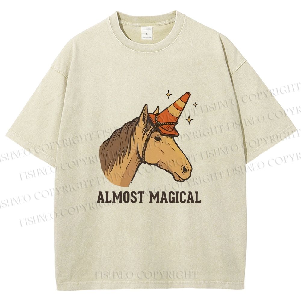 Unisex Silly Horse Trying To Be Magical Printed Washed Tee