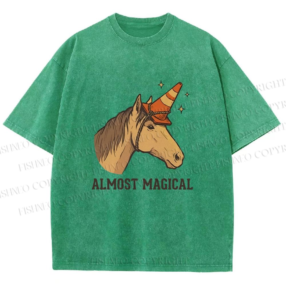 Unisex Silly Horse Trying To Be Magical Printed Washed Tee