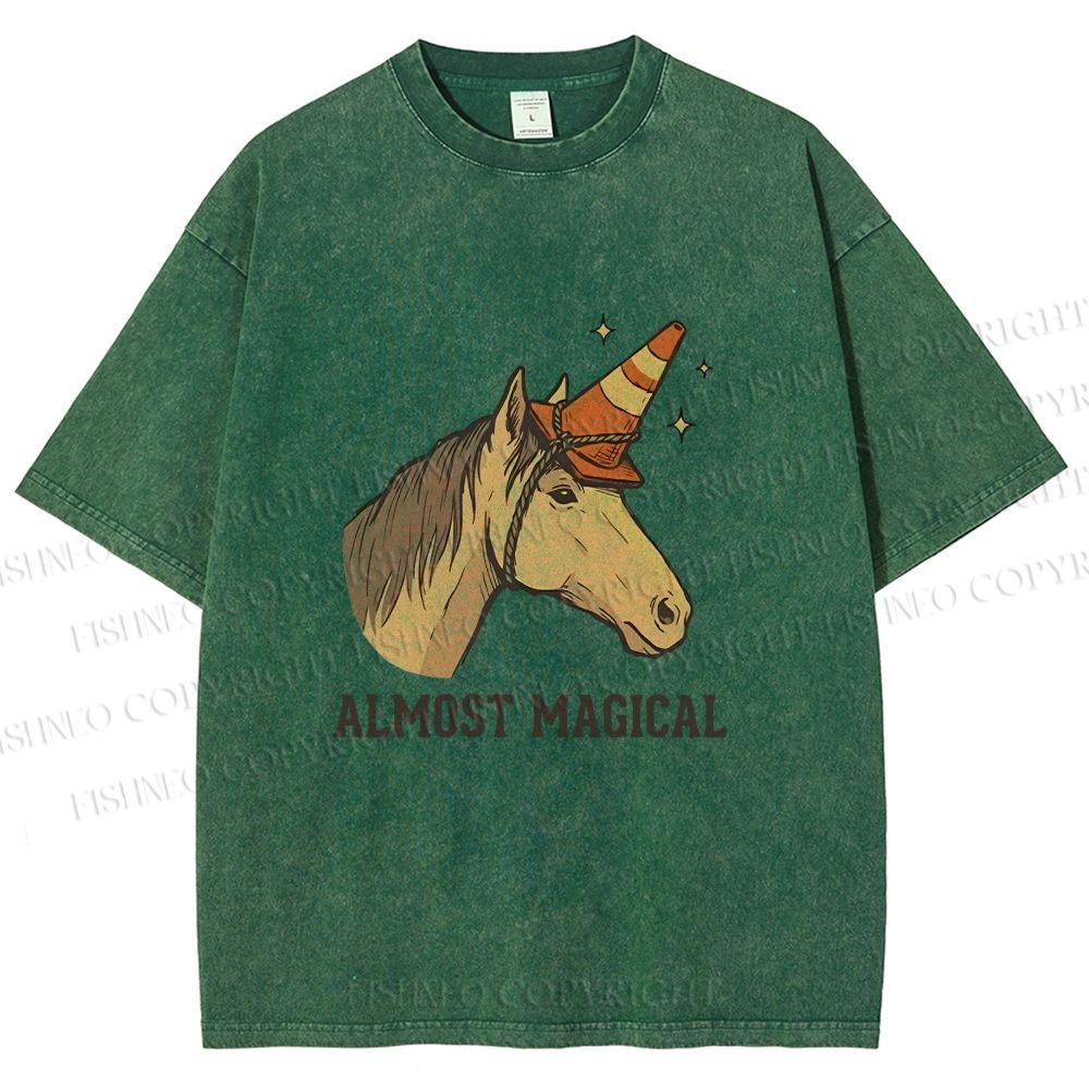 Unisex Silly Horse Trying To Be Magical Printed Washed Tee