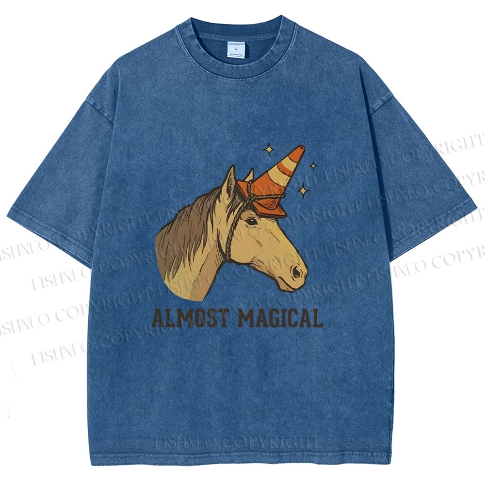 Unisex Silly Horse Trying To Be Magical Printed Washed Tee