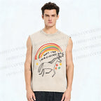 Unisex Imagining Unicorn Printed Washed Tank Top