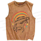Unisex Imagining Unicorn Printed Washed Tank Top