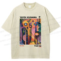 Unisex Yayoi Kusama Abstract Plants Printed Washed Tee