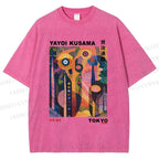 Unisex Yayoi Kusama Abstract Plants Printed Washed Tee
