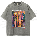 Unisex Yayoi Kusama Abstract Plants Printed Washed Tee