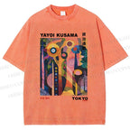 Unisex Yayoi Kusama Abstract Plants Printed Washed Tee