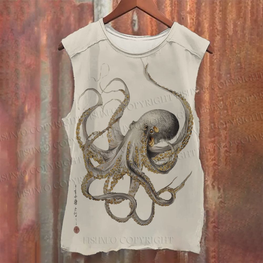 Unisex Casual Octopus Graphic Printed Tank Top