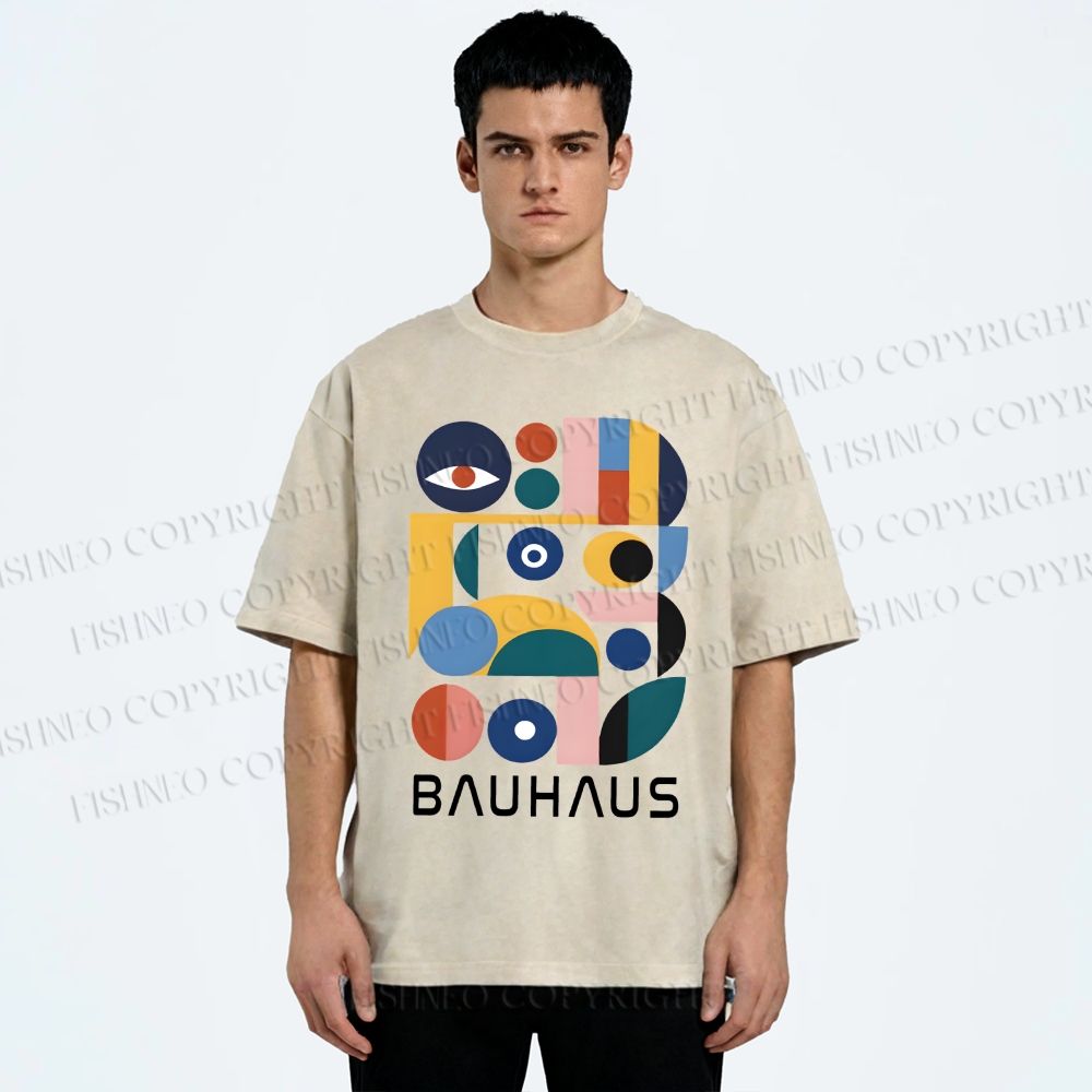 Unisex Bauhaus Eye Design Printed Washed Tee