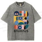 Unisex Bauhaus Eye Design Printed Washed Tee