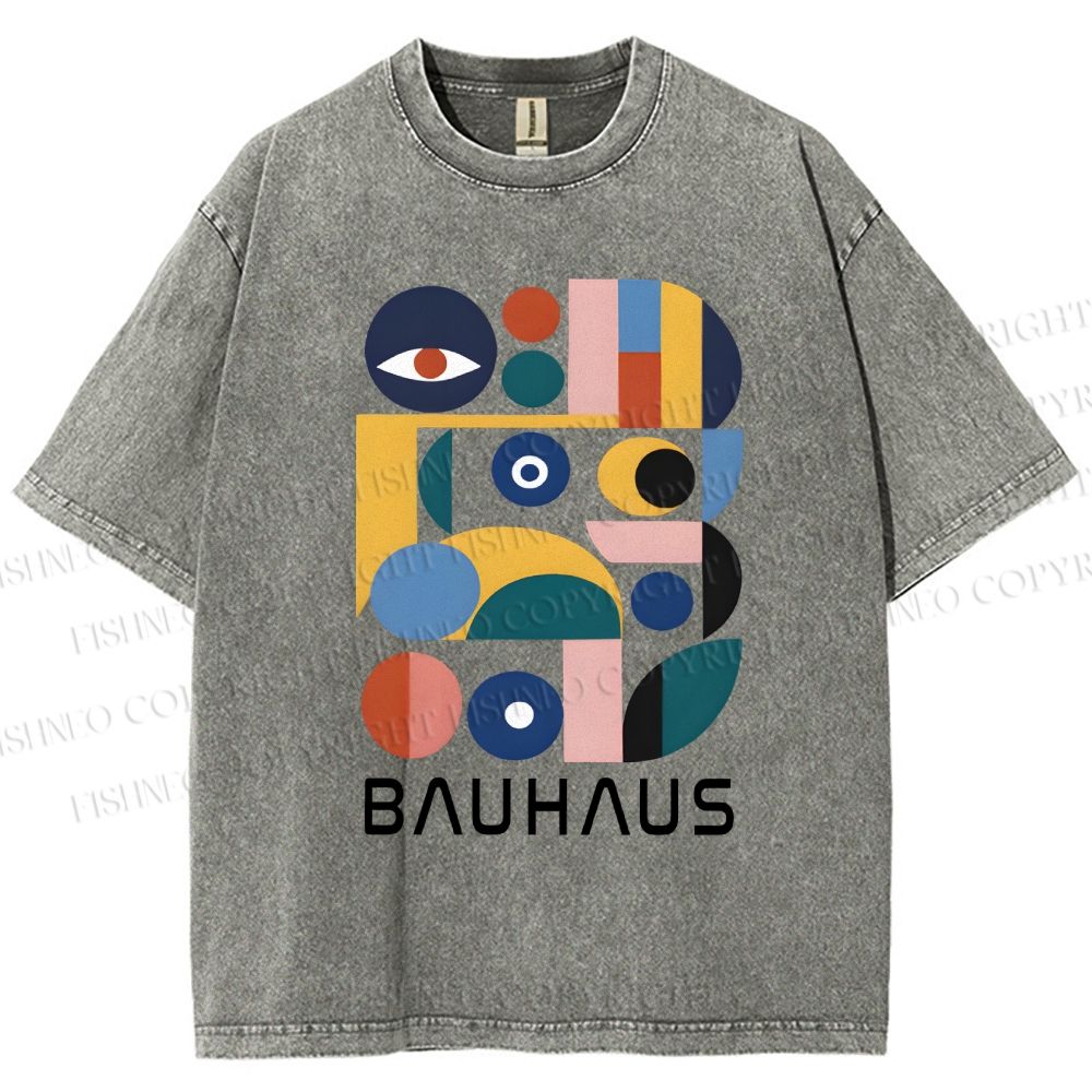 Unisex Bauhaus Eye Design Printed Washed Tee