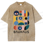 Unisex Bauhaus Eye Design Printed Washed Tee