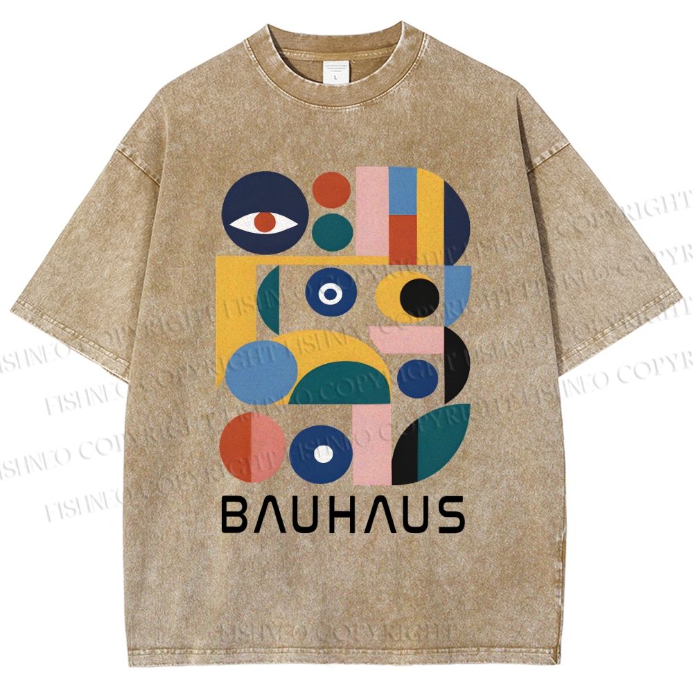 Unisex Bauhaus Eye Design Printed Washed Tee