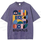 Unisex Bauhaus Eye Design Printed Washed Tee