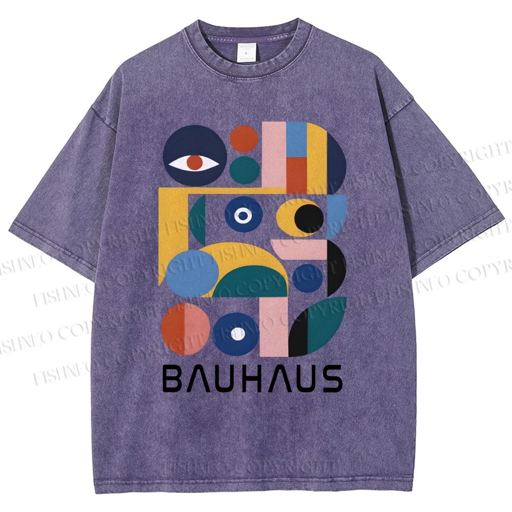 Unisex Bauhaus Eye Design Printed Washed Tee