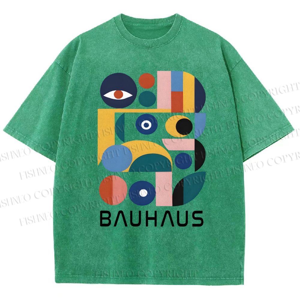 Unisex Bauhaus Eye Design Printed Washed Tee