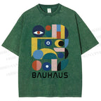 Unisex Bauhaus Eye Design Printed Washed Tee