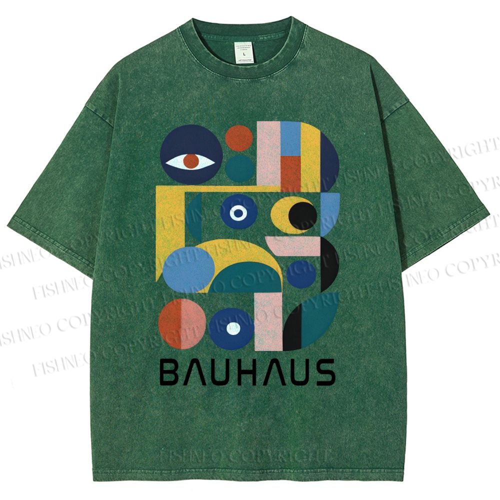 Unisex Bauhaus Eye Design Printed Washed Tee