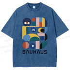 Unisex Bauhaus Eye Design Printed Washed Tee