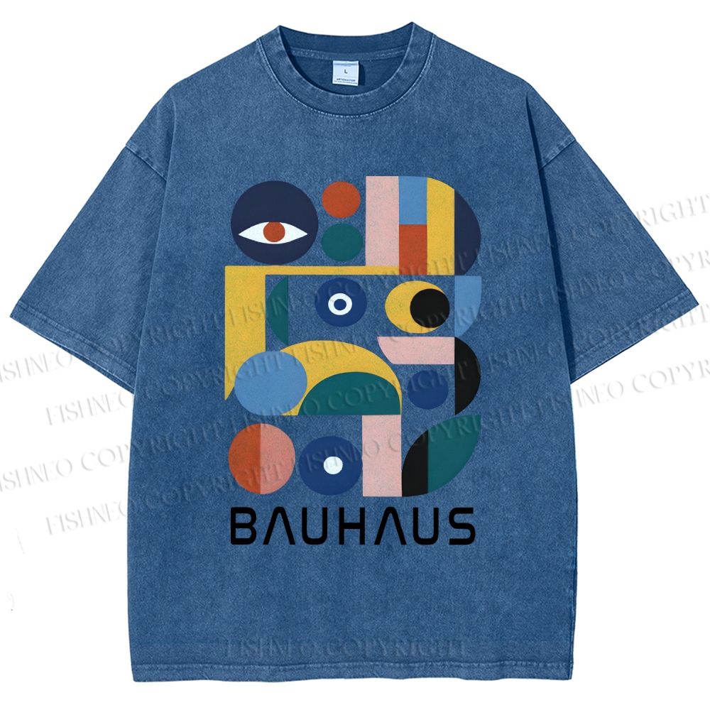 Unisex Bauhaus Eye Design Printed Washed Tee