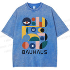 Unisex Bauhaus Eye Design Printed Washed Tee