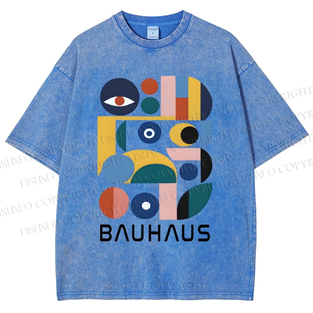Unisex Bauhaus Eye Design Printed Washed Tee