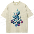 Unisex Cthulhu style Octopus Printed Washed Tee