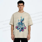 Unisex Cthulhu style Octopus Printed Washed Tee