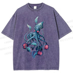 Unisex Cthulhu style Octopus Printed Washed Tee
