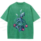 Unisex Cthulhu style Octopus Printed Washed Tee