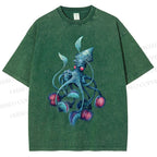 Unisex Cthulhu style Octopus Printed Washed Tee