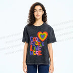 Unisex Pride Cool People Live Here Printed Washed Tee