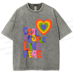 Unisex Pride Cool People Live Here Printed Washed Tee