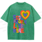 Unisex Pride Cool People Live Here Printed Washed Tee