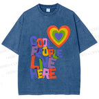 Unisex Pride Cool People Live Here Printed Washed Tee