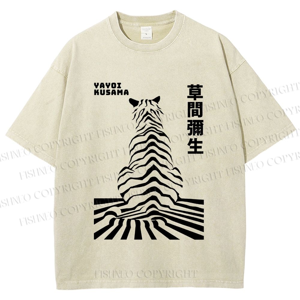 Unisex Yayoi Kusama Panther Printed Washed Tee