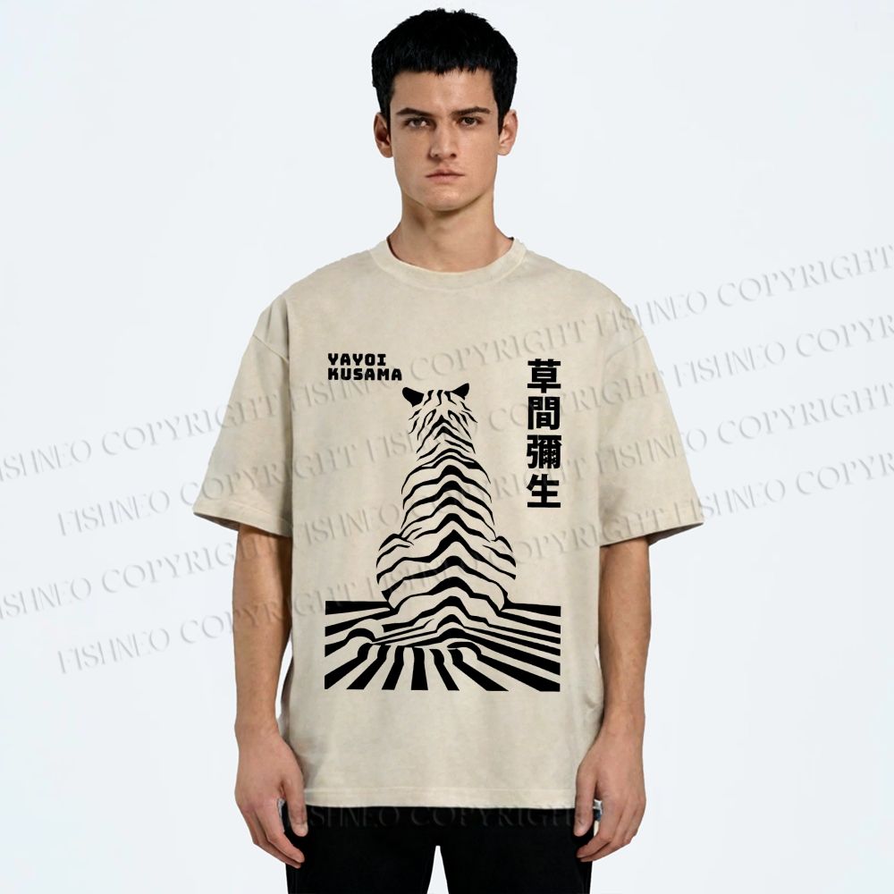 Unisex Yayoi Kusama Panther Printed Washed Tee