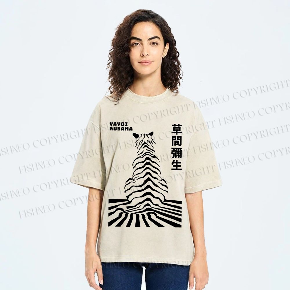 Unisex Yayoi Kusama Panther Printed Washed Tee