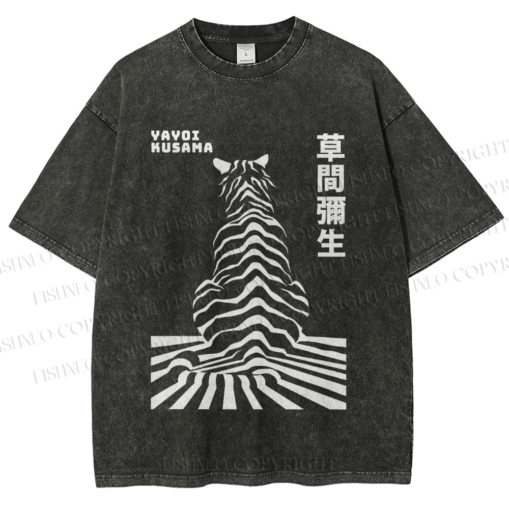 Unisex Yayoi Kusama Panther Printed Washed Tee