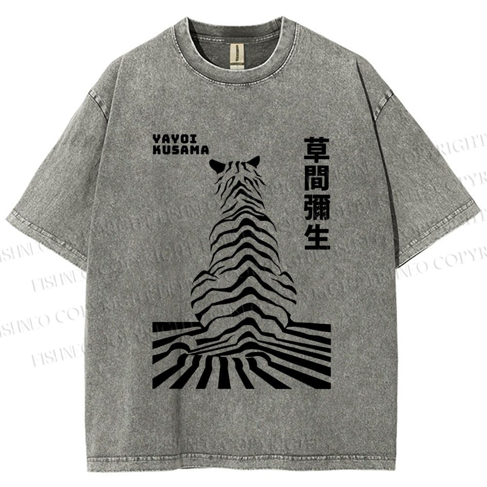Unisex Yayoi Kusama Panther Printed Washed Tee