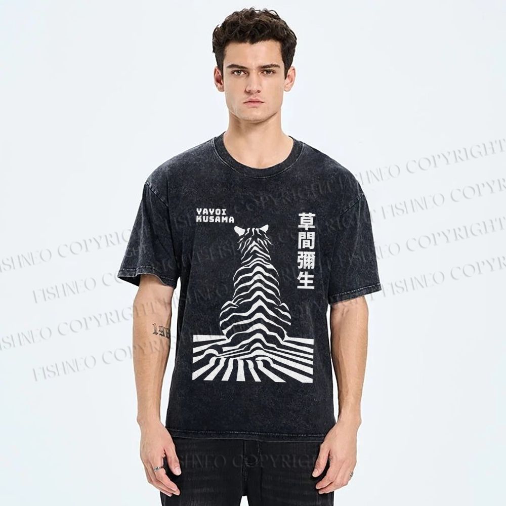 Unisex Yayoi Kusama Panther Printed Washed Tee