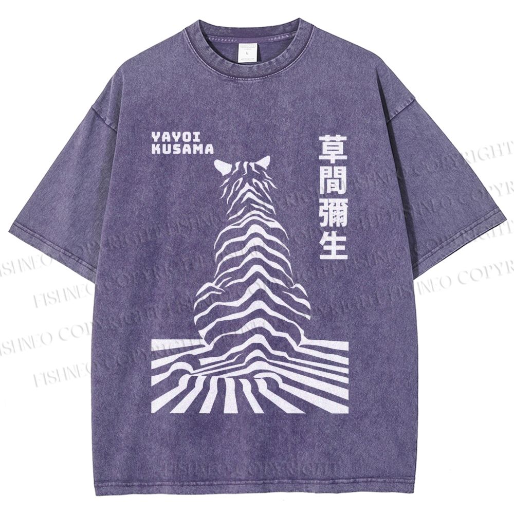 Unisex Yayoi Kusama Panther Printed Washed Tee