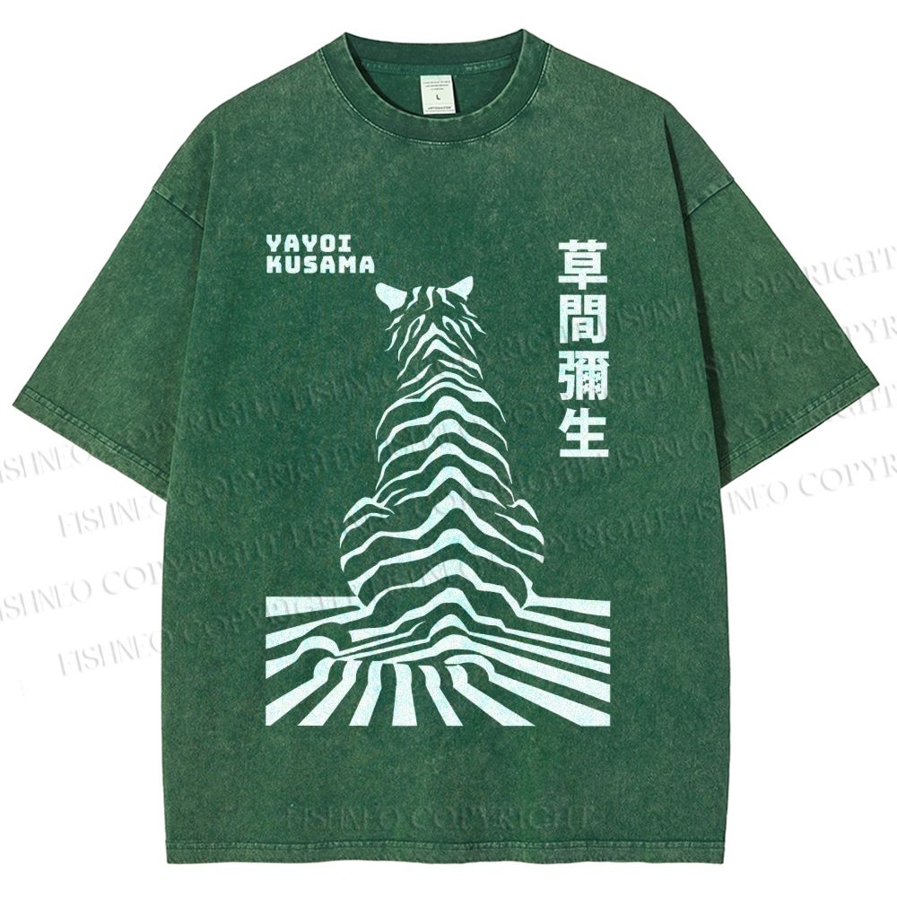 Unisex Yayoi Kusama Panther Printed Washed Tee