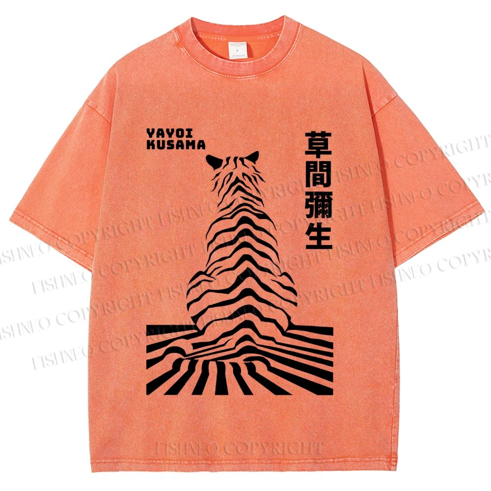 Unisex Yayoi Kusama Panther Printed Washed Tee