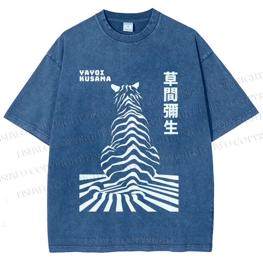 Unisex Yayoi Kusama Panther Printed Washed Tee
