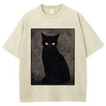 Scary Black Cat Washed T-Shirt