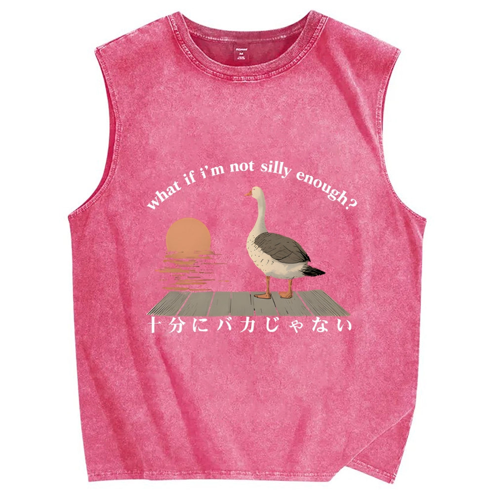 What If I'm Not Silly Enough Vintage Distressed Washed Tank Top