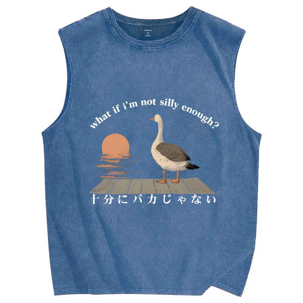 What If I'm Not Silly Enough Vintage Distressed Washed Tank Top