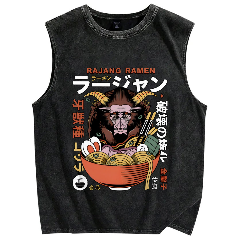 Rajang Ramen Vintage Distressed Washed Tank Top