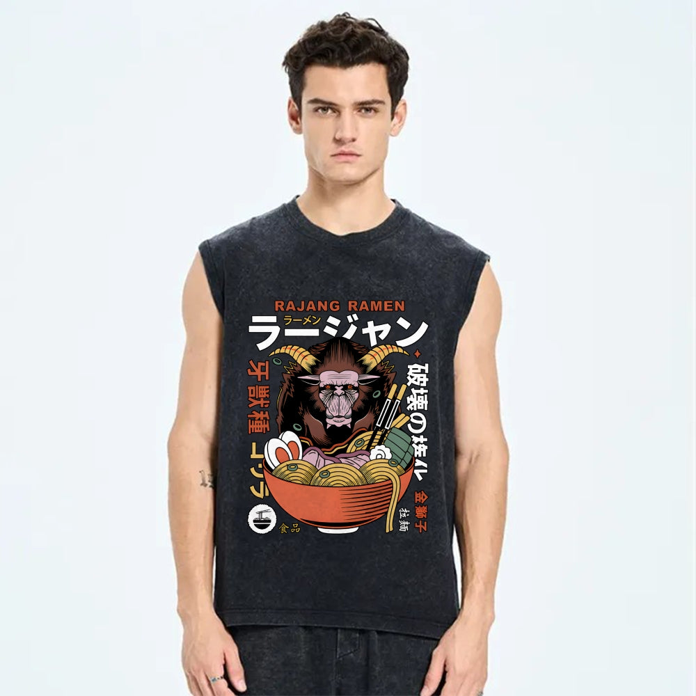 Rajang Ramen Vintage Distressed Washed Tank Top
