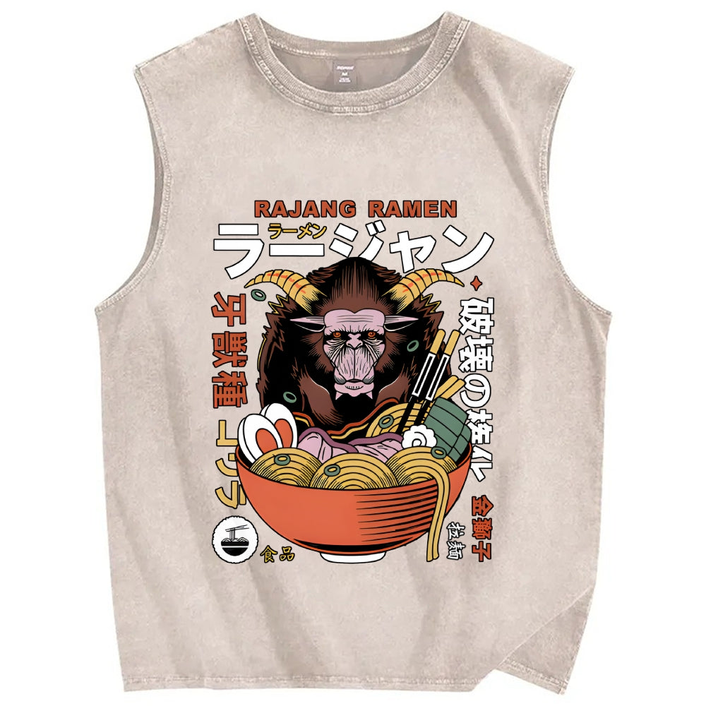 Rajang Ramen Vintage Distressed Washed Tank Top